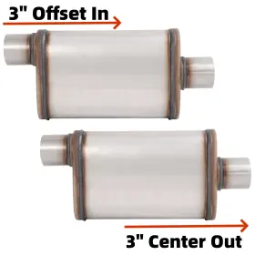 Trsa000001269 Aftermarket For Universal 2pcs Street Mufflers 3 Inch Offset In Center Out Stainless Steel