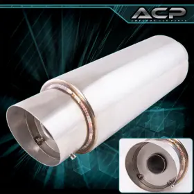 Muf-108-ch-586-j6 Awesomecarparts 4 Inch N1 Fire Ball Slant Tip T-304 Stainless Muffler 3 Inlet Removable Silencer