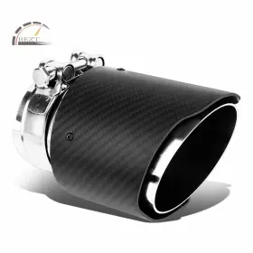 Bezt 753822801675 2.5 Inch Inlet 4 Slant Outlet Carbon Fiber Pattern Performance Muffler Exhaust Tip