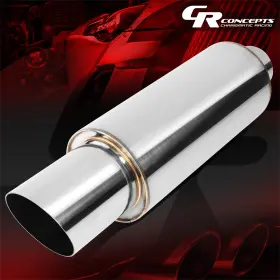 Crc-examf005t1 Charismatic Racing Concepts 4 Inch Polished Stainless Steel Straight Through Diagonal Cut Tip Muffler Assembly