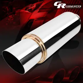 Crc-examf006t1 Charismatic Racing Concepts 5 Inch Polished Stainless Steel Straight Through Diagonal Cut Tip Muffler Assembly