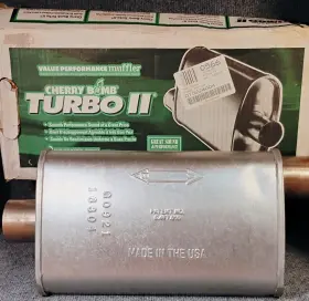 16804 Cherry Bomb 16805 Turbo Ii 2 1/4 Inch I/o Reverse Flow Technology Fits Most Vehicles