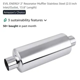 Amz-b092vnzm79 Evil Energy 2 Inch Resonator Muffler Stainless Steel 2.0 Inlet/outlet 13.8 Length