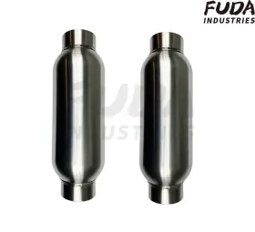 Fd-2504b Fuda Industries A Pair Of 2.5 Inch Inlet / Outlet Exhaust Muffler 12 Length Resonator Ss