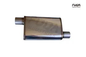 Fd3030 Fuda Industries O/o Universal Oval Muffler 3.0 Inch Inlet Offset / Outlet Exhaust 409s