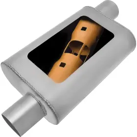 Bm0104 Gibson Performance Exhaust Mwa Muffler Stainless Steel 4 Inch X 9 14 Oval Body 2.5