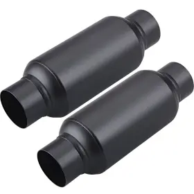 Shr254009b-2 Lcgp 2.5 Inch Inlet Outlet Performance Mufflers Black Resonator Ss Universal