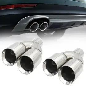 Fj-lv-00100-5 Leavan 2.5 Inch To 3.5 Dual Exhaust Tip 2 1/2 Inlet 3 Outlet 9.5 Chrome