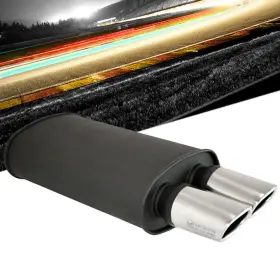 Megan Racing 788536923863 Ov-a Weld-on Universal Muffler Matte Black/chrome 3.5 Inch Dual Oval Tips