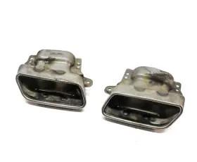 333-992385 Mercedes 12-13 S550 W221 Rear Left And Right Muffler Exhaust Tip Set/2 Silver
