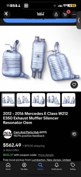 2044908759 Mercedes-benz 12-16 E350 3.5l Exhaust Muffler Silencer Resonator Rear Left Right Oem
