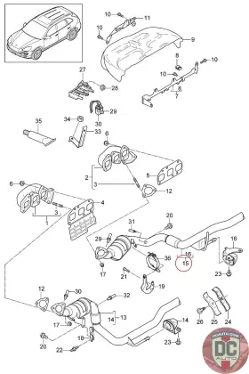 95811302261 Porsche 2011-2018 Cayenne Cyl 4-6 3.6l Exhaust Pipe