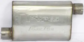 P1029 Pypes Performance Exhaust T409 Stainless Steel 14 Inch Race Pro Muffler With 2-1/2 Offset Inlet