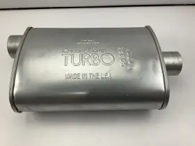 87707 Spark New Unboxed Cherry Bomb Turbo Muffler 2.5 Inch Offset Inlet / Center Out