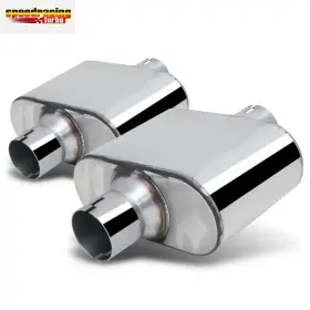 Spmt-1027 Speedracingturbo 2 Pack 2.5 Inch Center Inlet/outlet Race Performance Chambered Exhaust Muffler 12.5 L