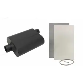 9101450 Speedway Motors Welded Chamber Muffler Offset Inlet With Shield 2-1/2 Inch