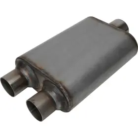 9302010 Speedway Motors Stainless Steel Chamber Muffler 3 Inch Centered/ 2.5 Dual Outlet