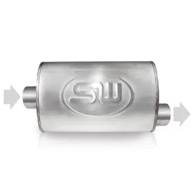 Tm5s3c3o Stainless Works Turbo S-tube Muffler 3 Inch Center Inlet And Offset Outlet