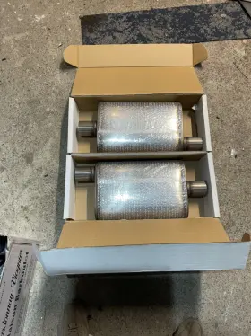 9302008 Steed Pair Of 2.5 Inch Offset In/2.5 Dual Chamber Universal Mufflers In Factory Wrap/box