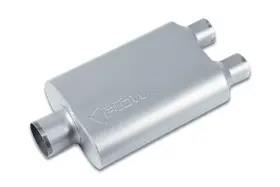Sf430422 Street Flow 2 Chamber 4 Inch X9.5 Oval Muffler 3 Center In 2.25 Dual Out