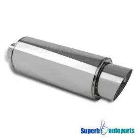 Superbautoparts 841808105395 Universal 4 Inch Fireball Racing Exhaust Muffler Slant Tip