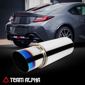 Tma-1t300fmaxe Team-alpha Stainless Steel Straight Through Muffler 2.5 Inch Inlet Burnt Diagonal Tip Universal