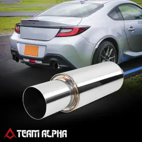 Tma-2t500fmaxe Team-alpha Stainless Steel Straight Through Tip Muffler 2.25 Inch Inlet 3 Outlet Universal