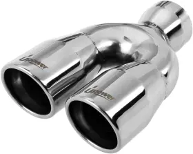 179875 Upower 2.5 Inch To 3 Dual Exhaust Tip 2 1/2 Inlet Outlet 9.5 Sliver