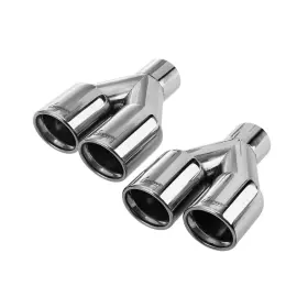 179877 Upower 2pcs Dual Exhaust Tips 2.25 Inch Inlet 3 Outlet Universal Car Truck 304 S