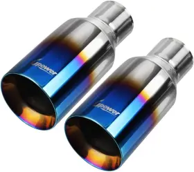 184287 Upower 2.5 Inch Inlet 4 Outlet Exhaust Tip 2 1/2 To Blue Burnt