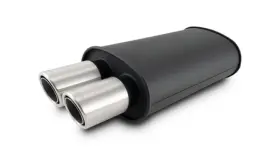 12311 Vibrant Streetpower Flat Black Oval Muffler With Dual 3 Inch Angle Cut Tips Inlet