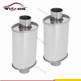 Wish2016 W39236 X2 2x Universal 2.5 Inch Ultra Quiet Muffler Resonator 304ss Exhaust Vibrant