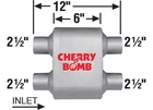 Ap Exhaust 7481CB Cherry Bomb Extrme Muffler 2.5" Inlet/dual Outlet Diameter New. Price: $56.21.