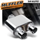 Chrome 2.5" Center Inlet/dual 2.25" Outlet Race Single Chamber Exhaust Muffler New. Price: $51.79.