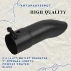 For 2.5" In/out 9" Long Stainless Steel Curved Exhaust Tip Powder Coated New. Price: $27.50.