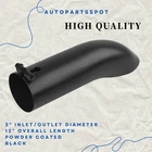 For 3" In/out 12" Long Stainless Steel Curved Exhaust Tip Powder Coated New. Price: $30.90.